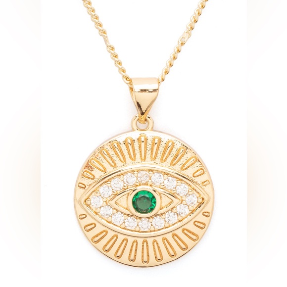 14K Gold Plated Cubic Zirconia Heart Pendant Statement Necklace - Picture 1 of 2